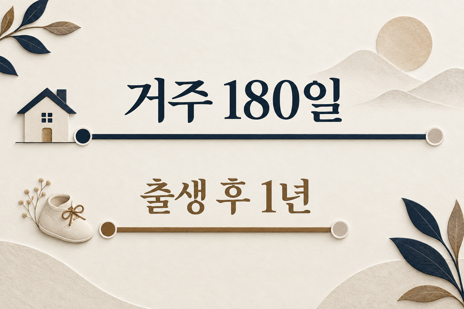 출산지원금의 거주180일 조건과 출생후1년 신청기한을 별도로 표시한 도식