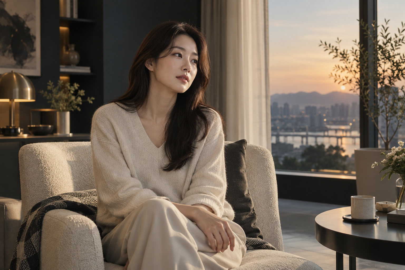 집에서 조용히 쉬는 성인의 생활 장면