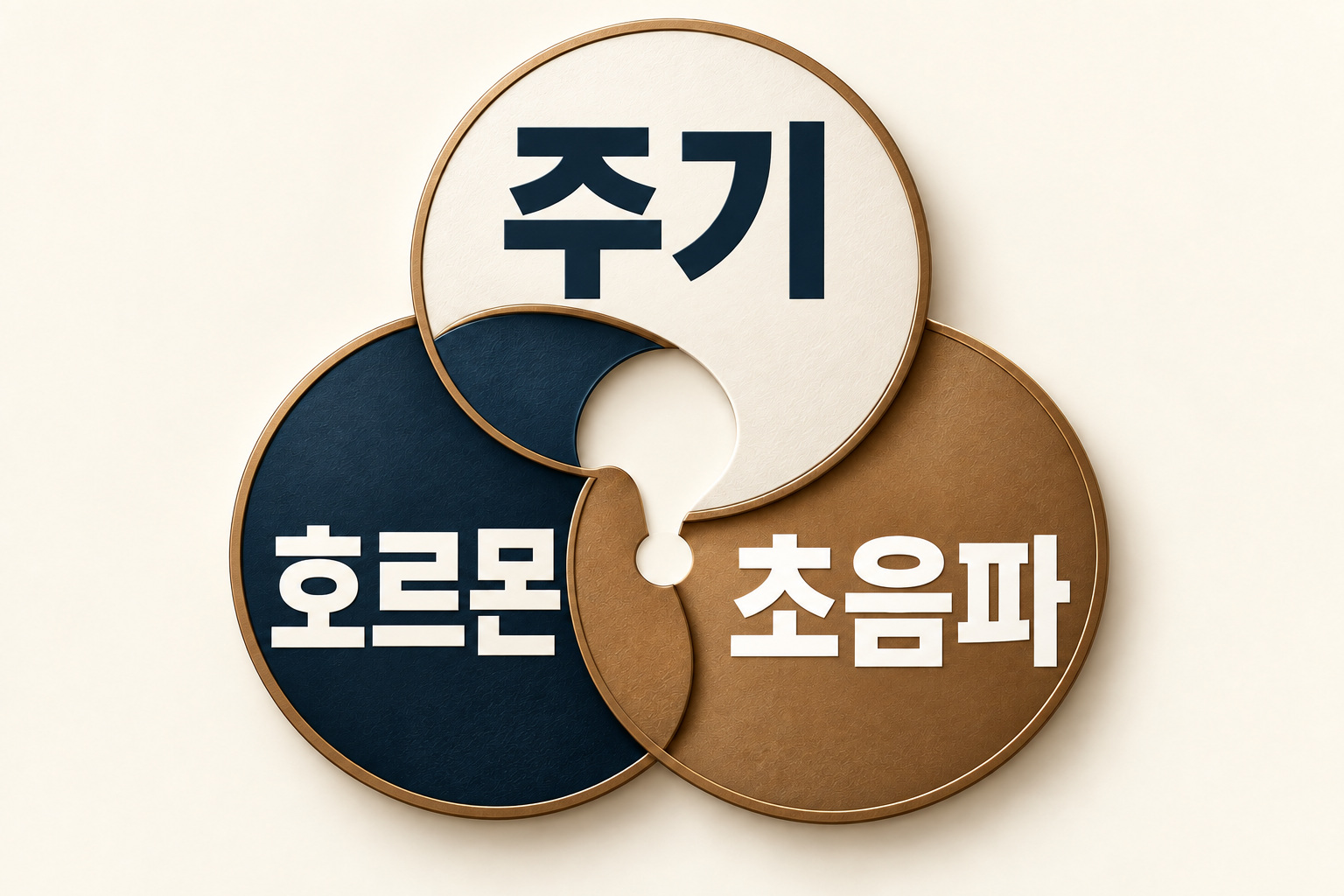 생리·배란, 호르몬, 초음파 정보를 함께 살피는 세 고리 도식