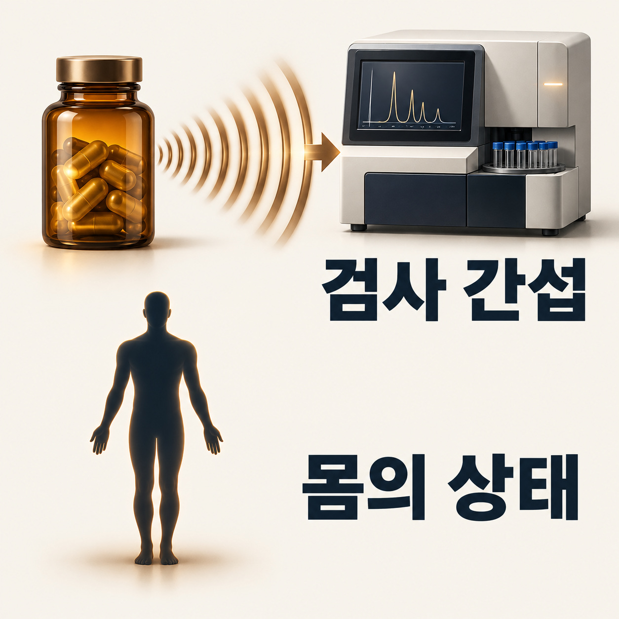 비오틴이 측정 과정에 간섭하는 것과 실제 몸 상태를 구분한 도식